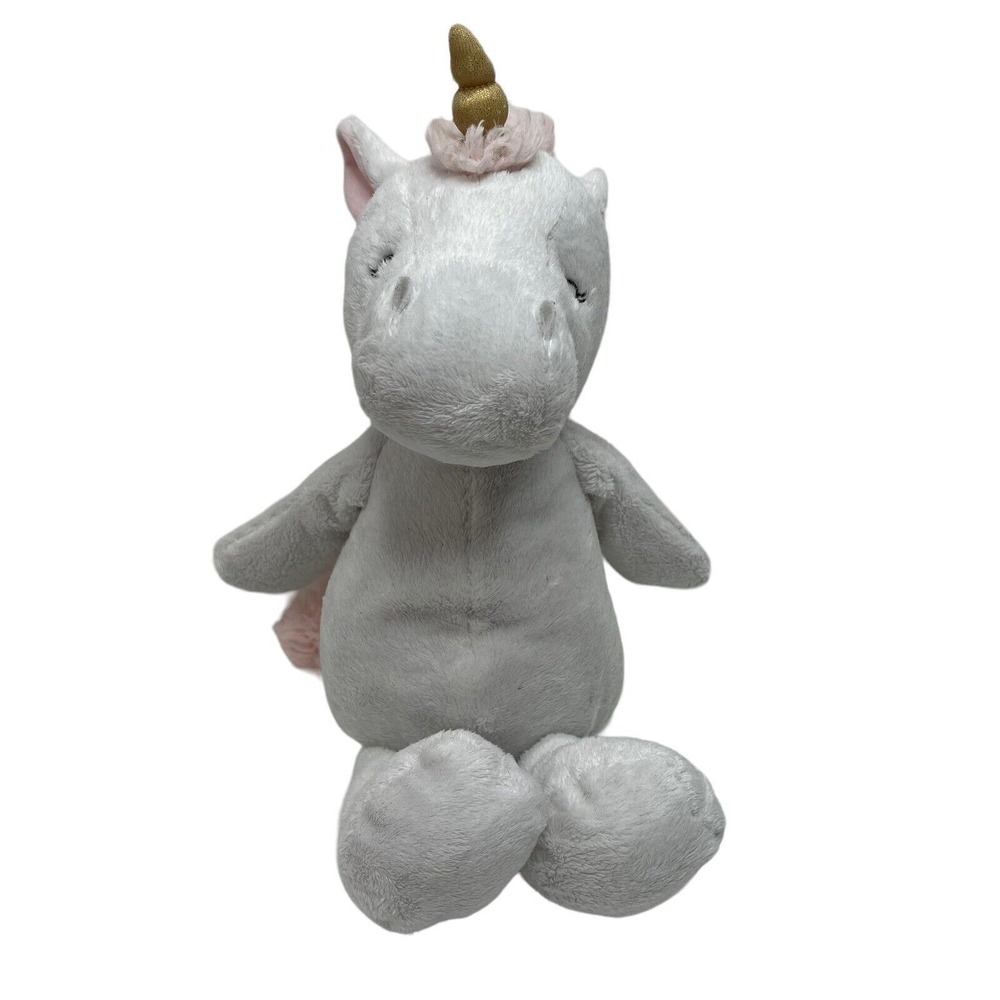 Carter's 13" Plush Unicorn White Pink Gold Horn Sleepy Eyes Stuffed Animal 2017